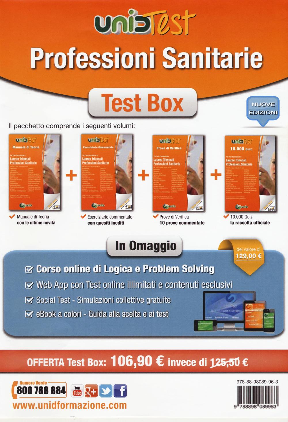 Test box professioni sanitarie: Manuale di teoria-Eserciziario commentato-Prove di verifica-10.000 quiz