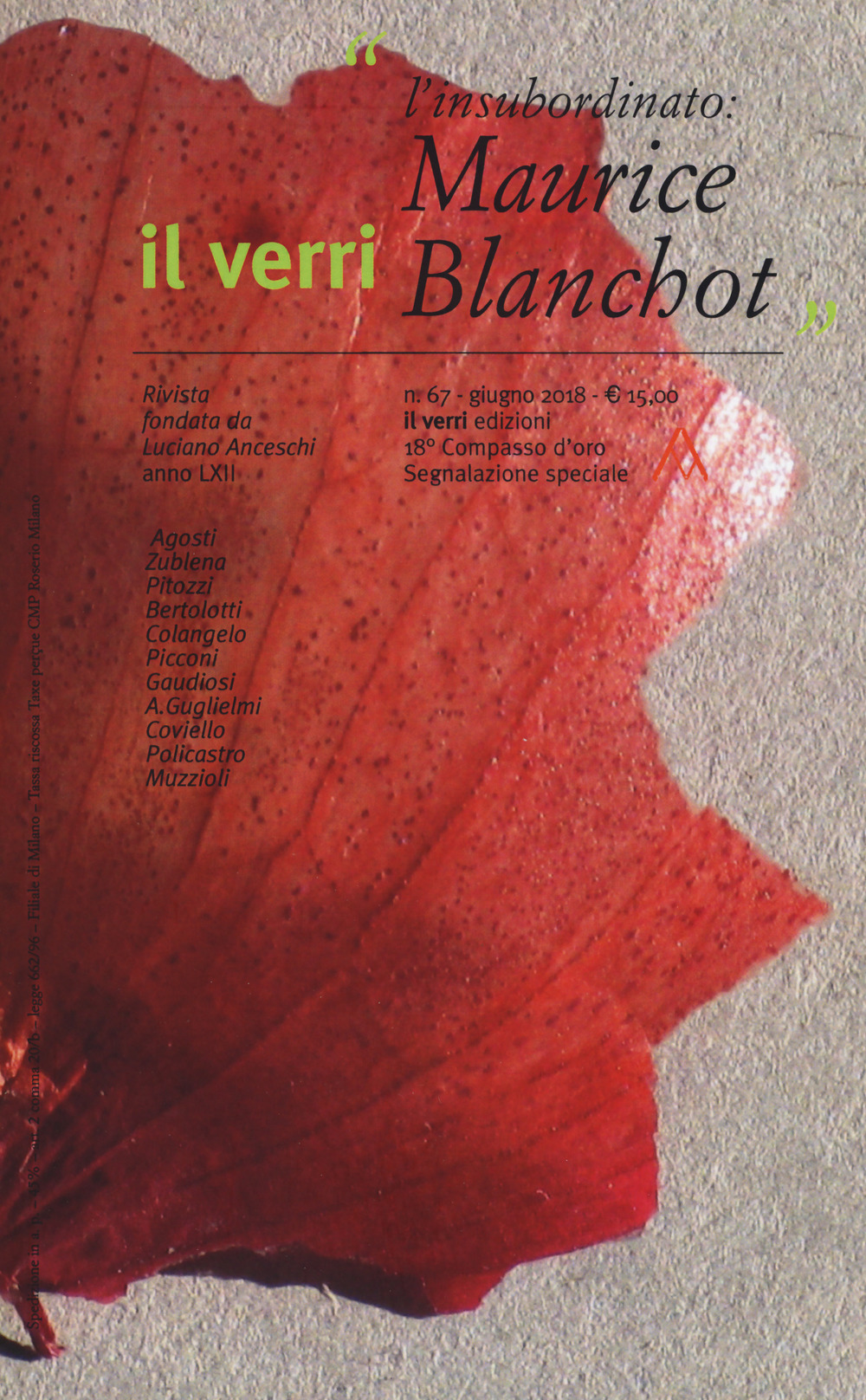 Il Verri. Vol. 67: L' insubordinato: Maurice Blanchot