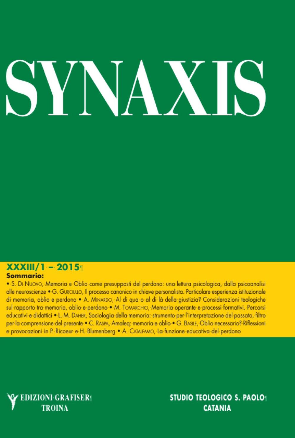Sinaxis. Vol. 33: Memoria, oblio, perdono