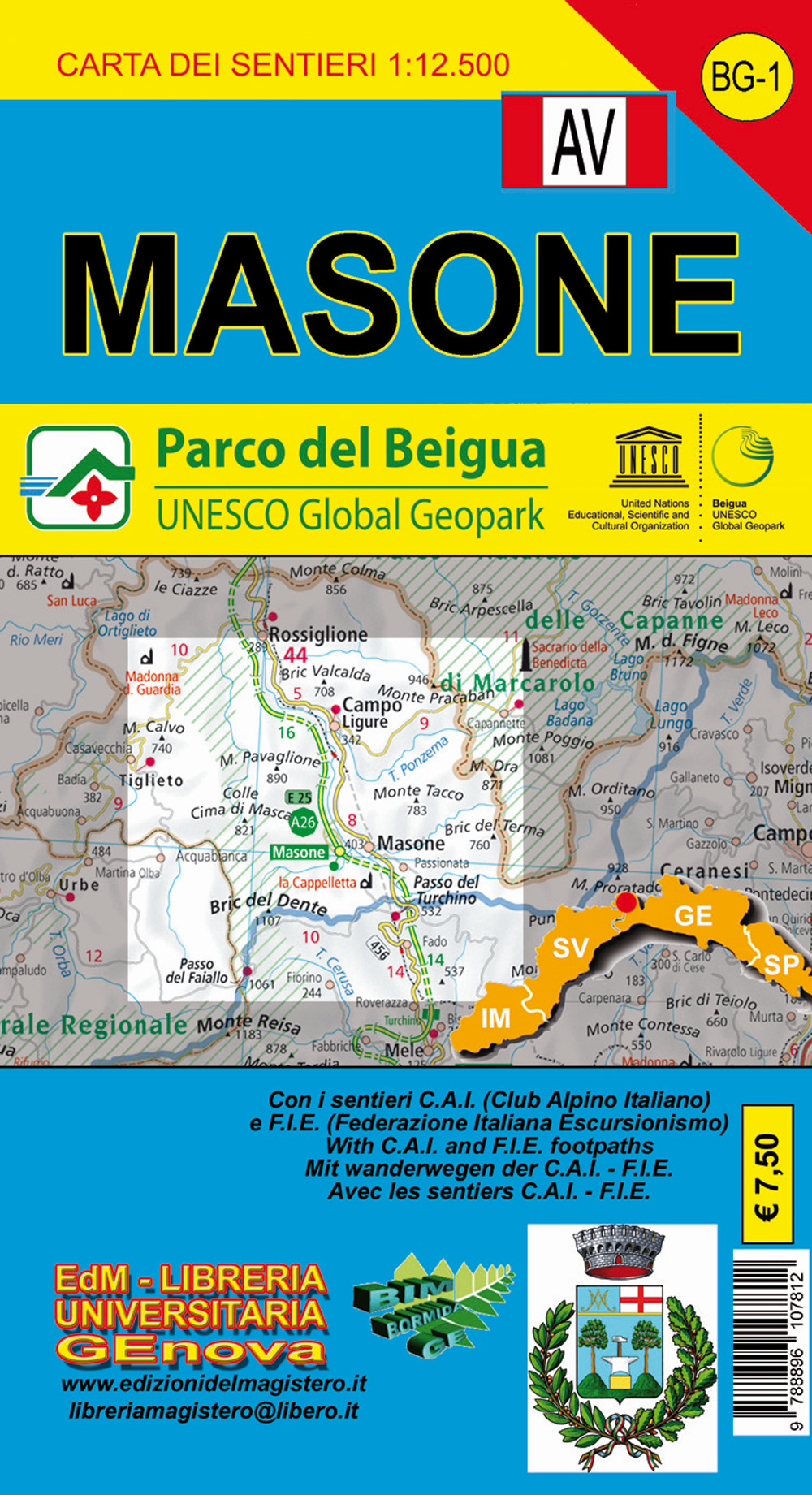 BG 1 Mason parco del Beigua. Carta dei sentieri 1:25.000