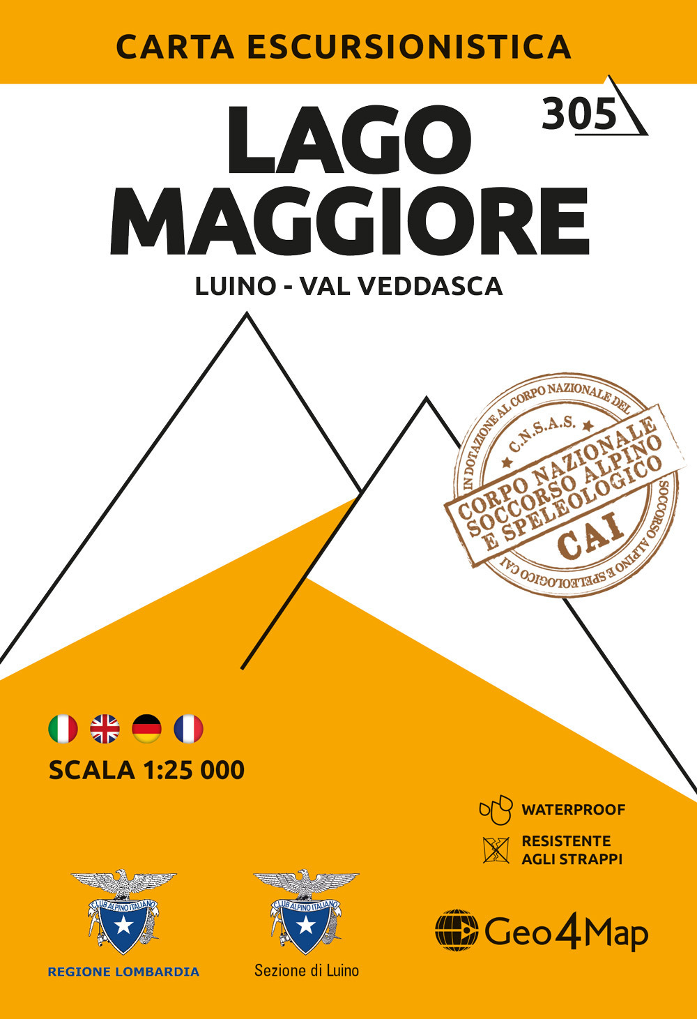 305. Lago Maggiore, Luino, Val Veddasca. Carta escursionistica 1:25.000