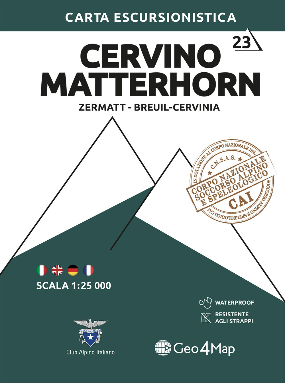 23 Matterhorn Zermatt, Breuil-Cervinia. Carta escursionistica 1:25.000