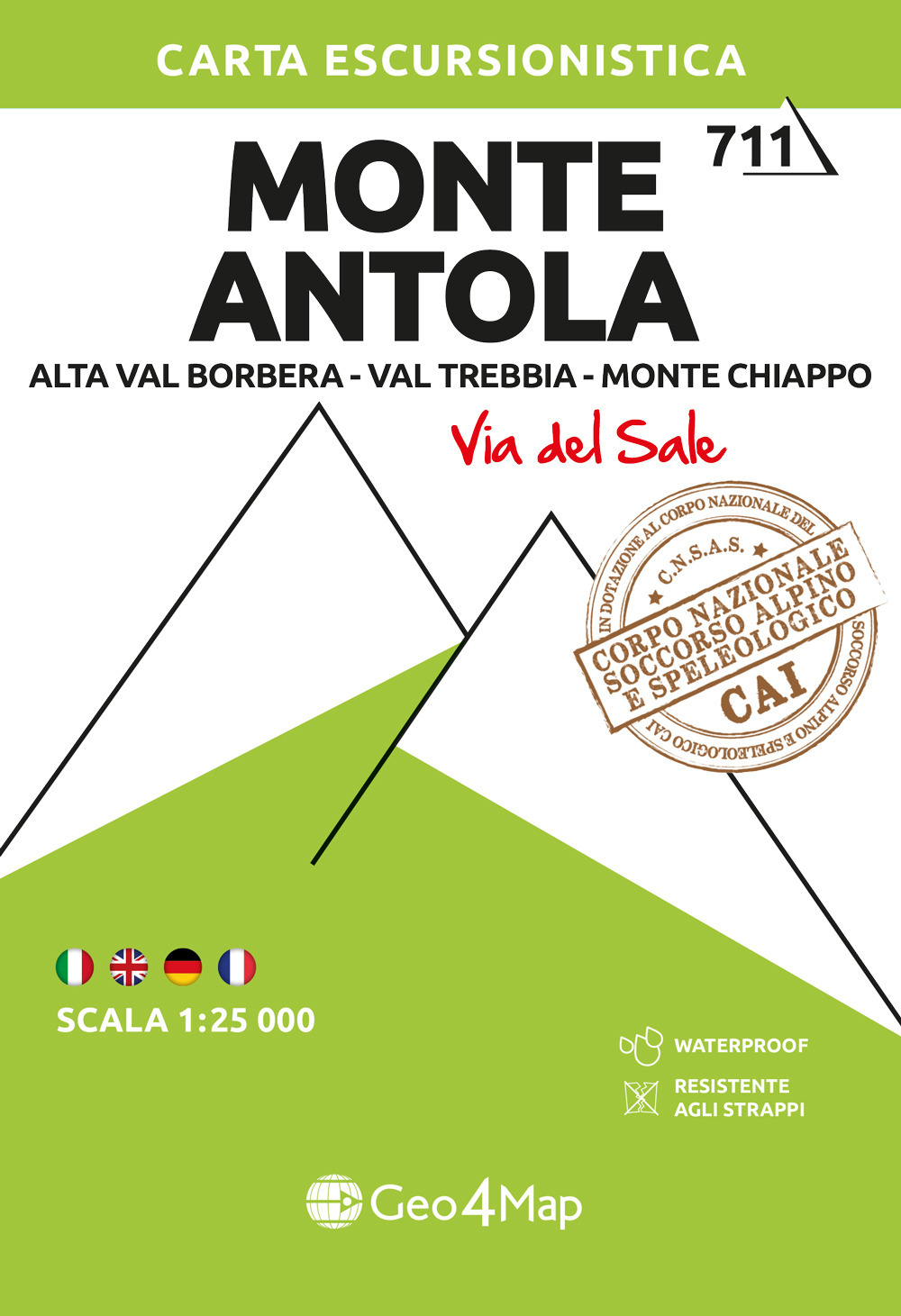 711 Monte Antola Alta Val Borbera - Val Trebbia - Monte Chiappo (Via del Sale). Carta escursionistica 1:25.000