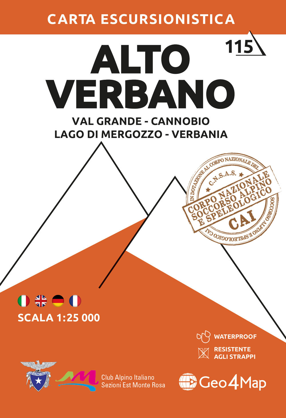 Alto Verbano. Val Grande, Cannobio, Lago di Mergozzo, Verbania. Carta escursionistica 1:25.000