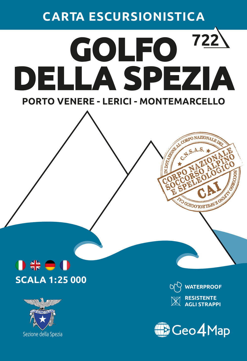 722 Golfo della Spezia: Porto Venere, Lerici, Montemarcello. Carta escursionistica 1:25.000
