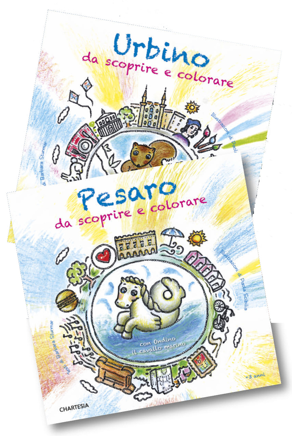 Pesaro e Urbino da scoprire e colorare. Con Ondino il cavallo marino e Pino lo scoiattolo