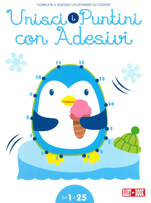 Pinguino. Unisci i puntini 1-25. Con adesivi