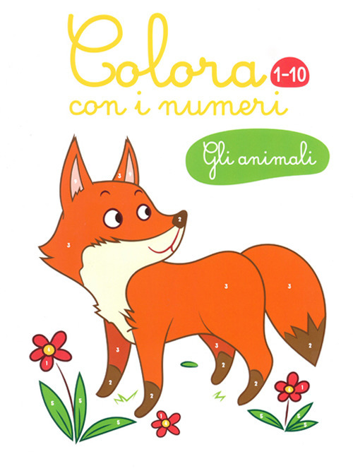 Gli animali. Colora con i numeri 1-10