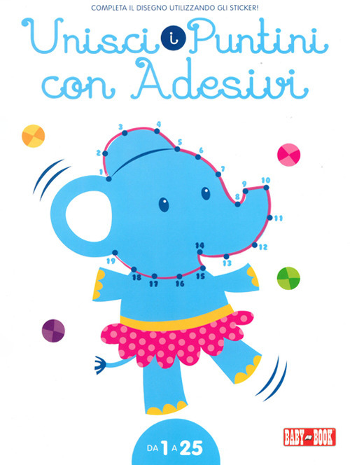 Elefante. Unisci i puntini 1-25. Con adesivi