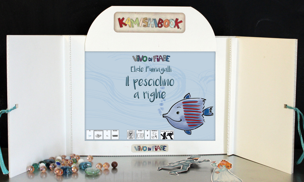 Il pesciolino a righe. Testo in simboli. Kamishibai