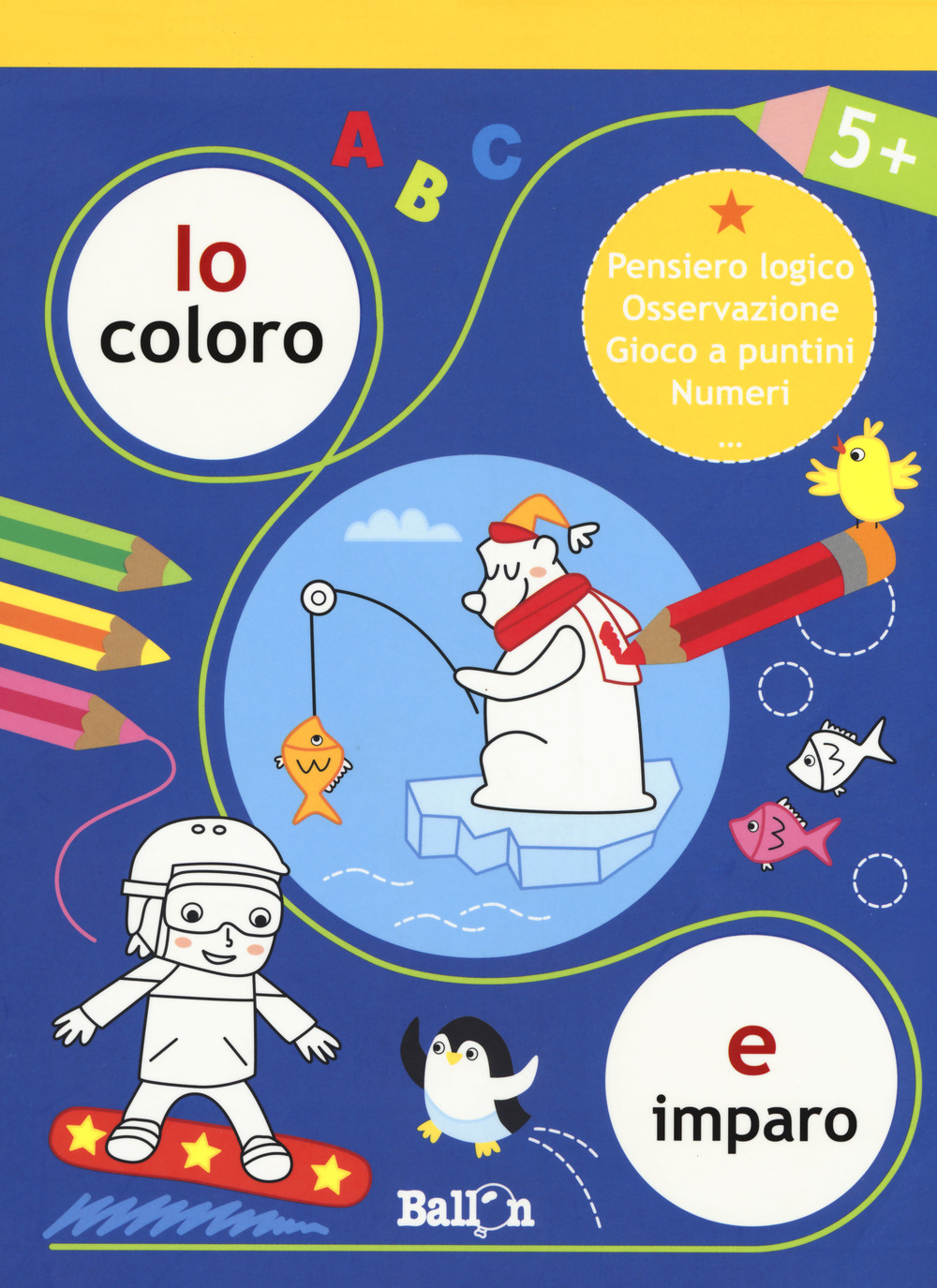 Io coloro e imparo 5+. Pensiero logico. Osservazione. Gioco a puntini. Numeri