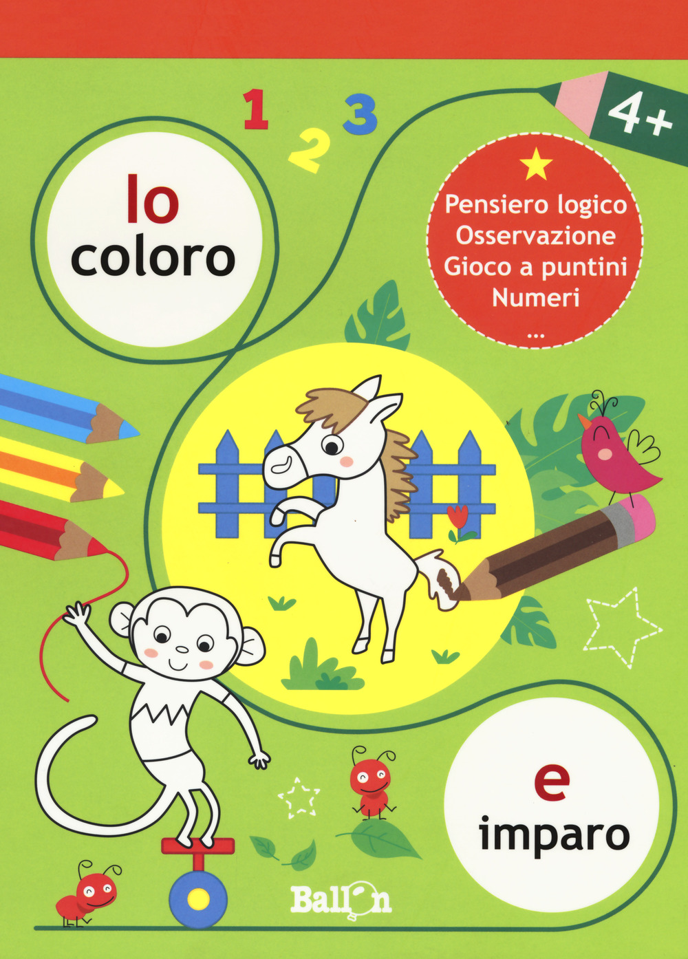Io coloro e imparo 4+.Pensiero logico. Osservazione. Gioco a puntini. Numeri