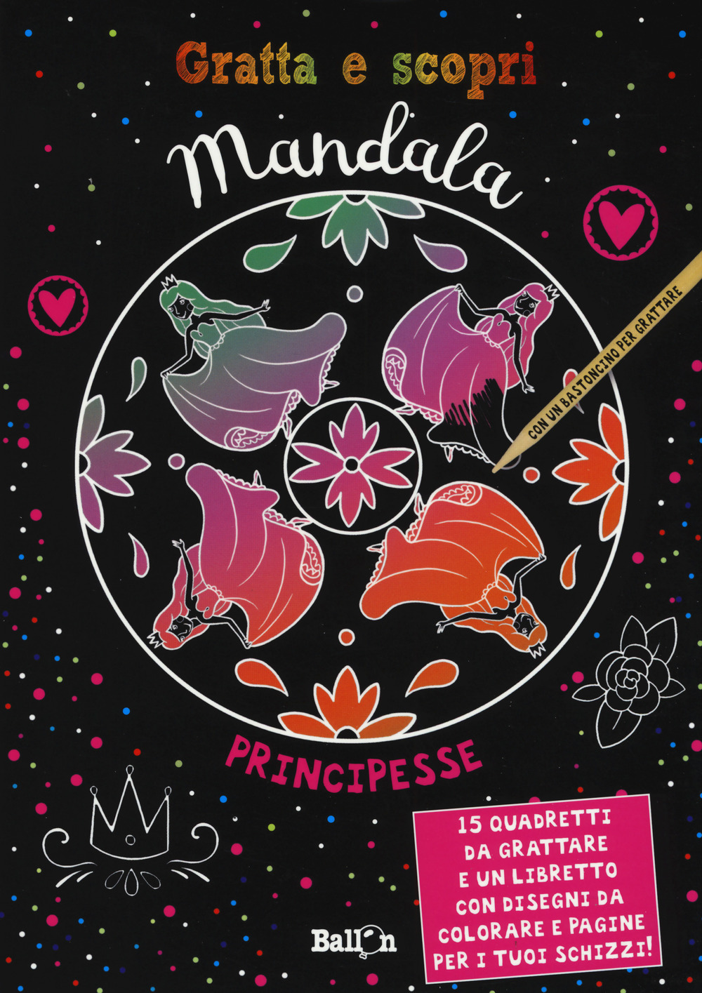 Principesse. Mandala gratta e scopri