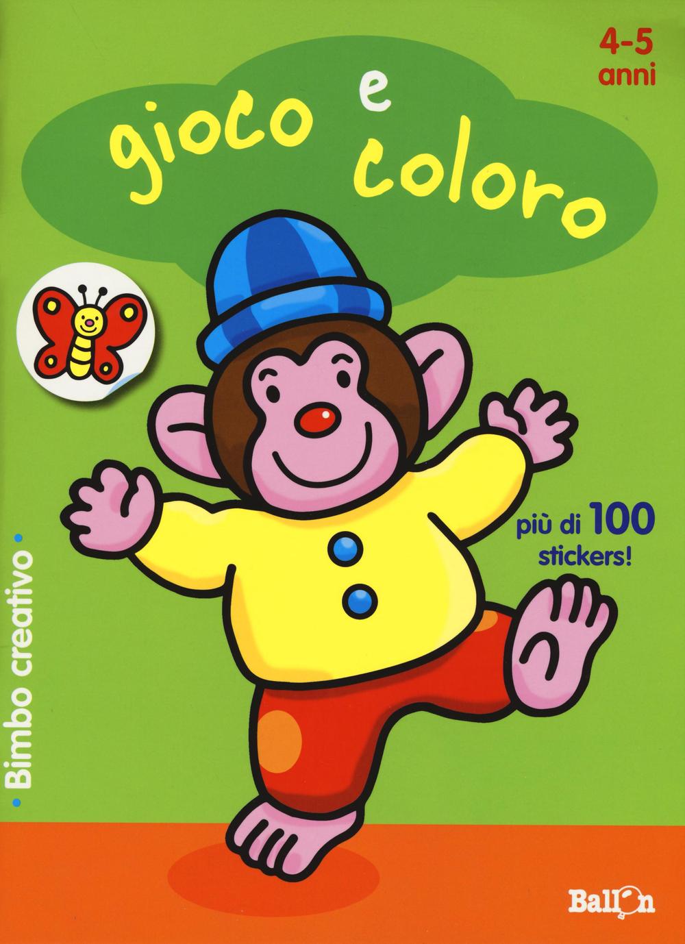 Gioco e coloro. 4-5 anni. Bimbo creativo. Con adesivi