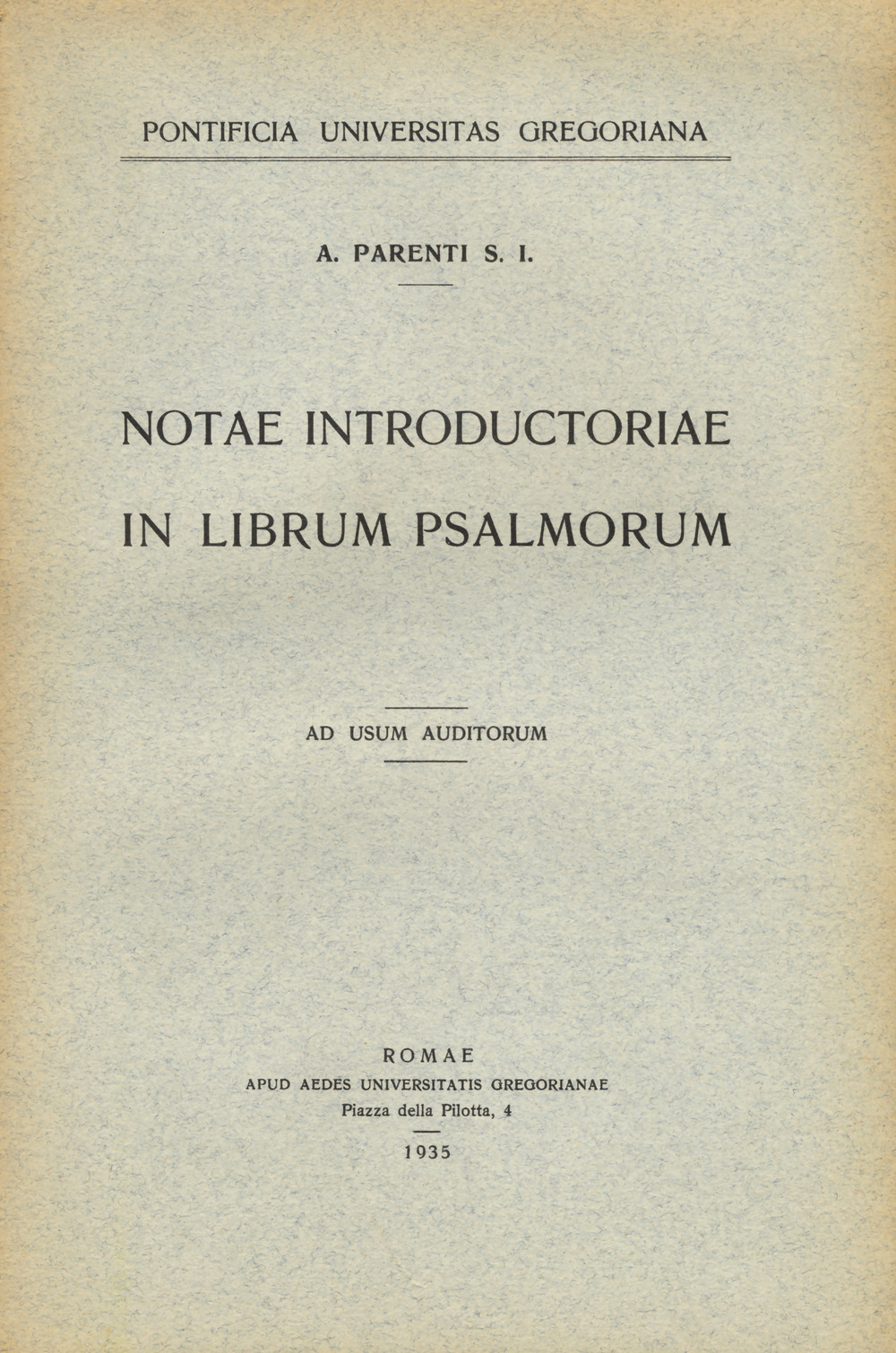 Notae introductoriae in librum psalmorum