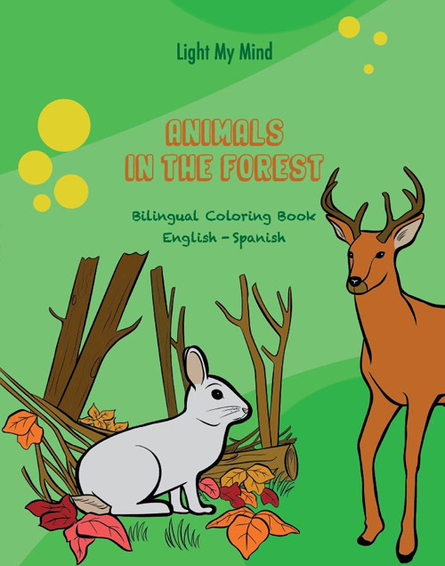 Bilingual coloring book. Animals in the forest