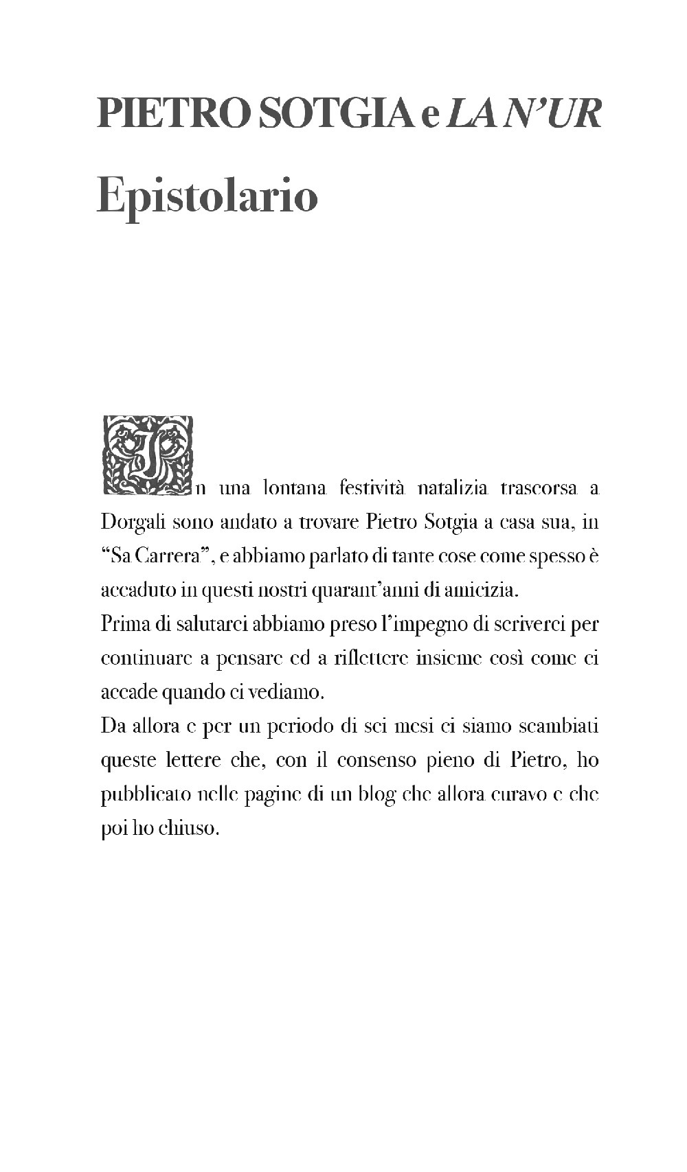 Pietro Sotgia e la N'UR. Epistolario