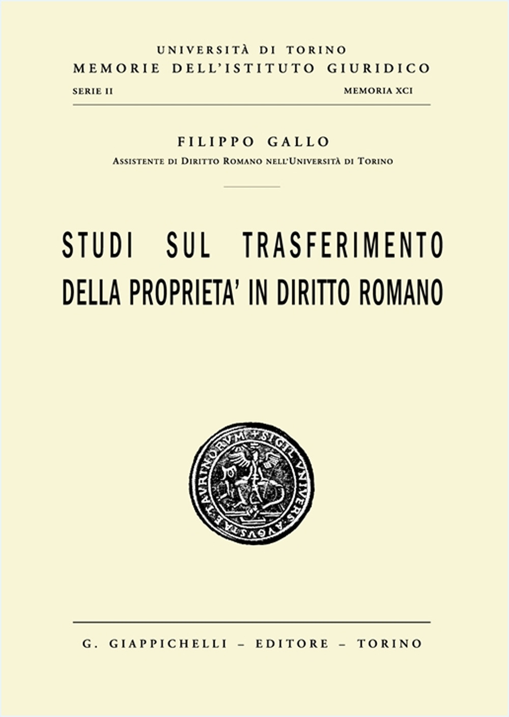 Studi sul trasferimento della proprietà in diritto romano