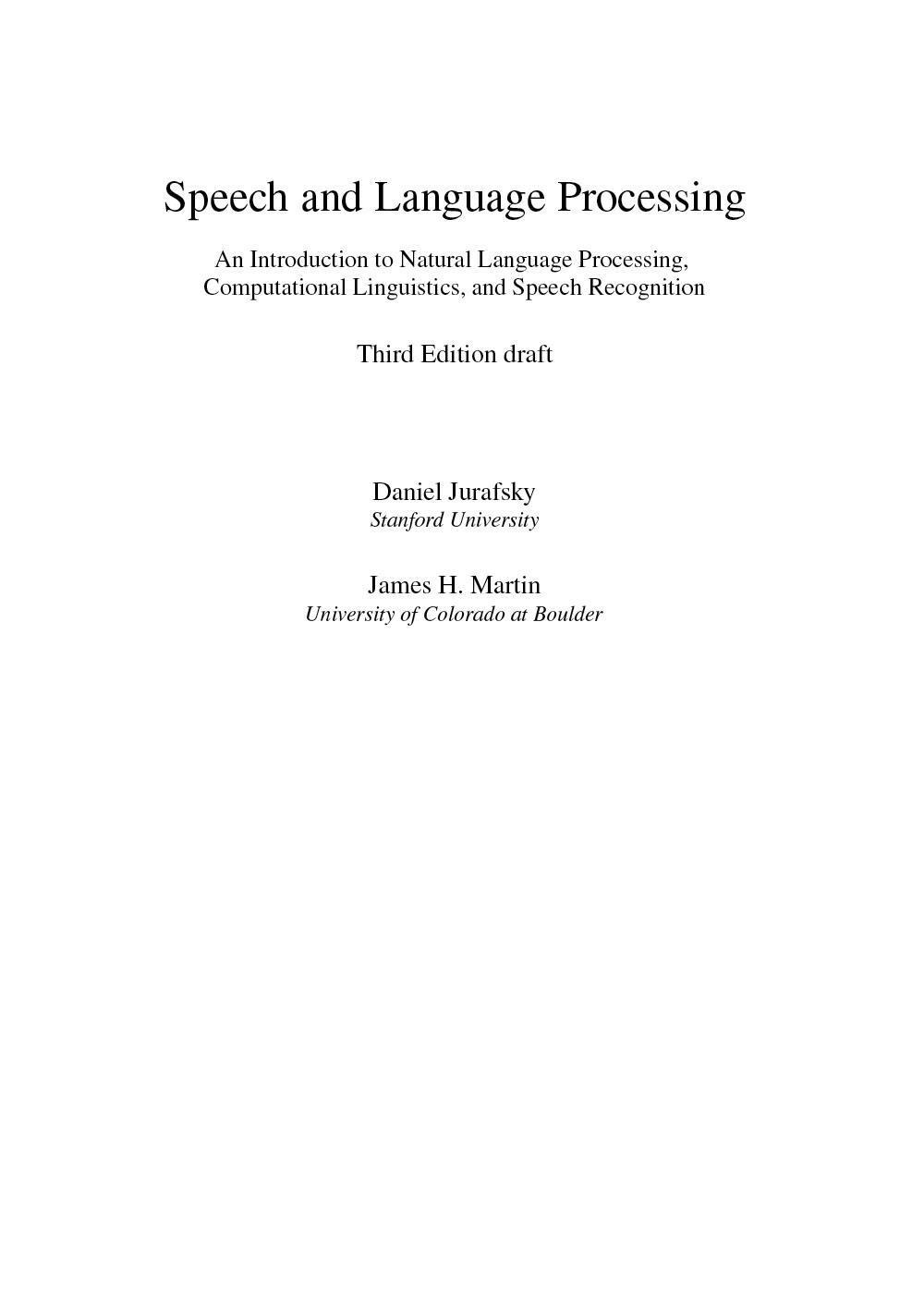 Speech and language processing. An introduction to natural language processing, computational linguistics, and speech recognition