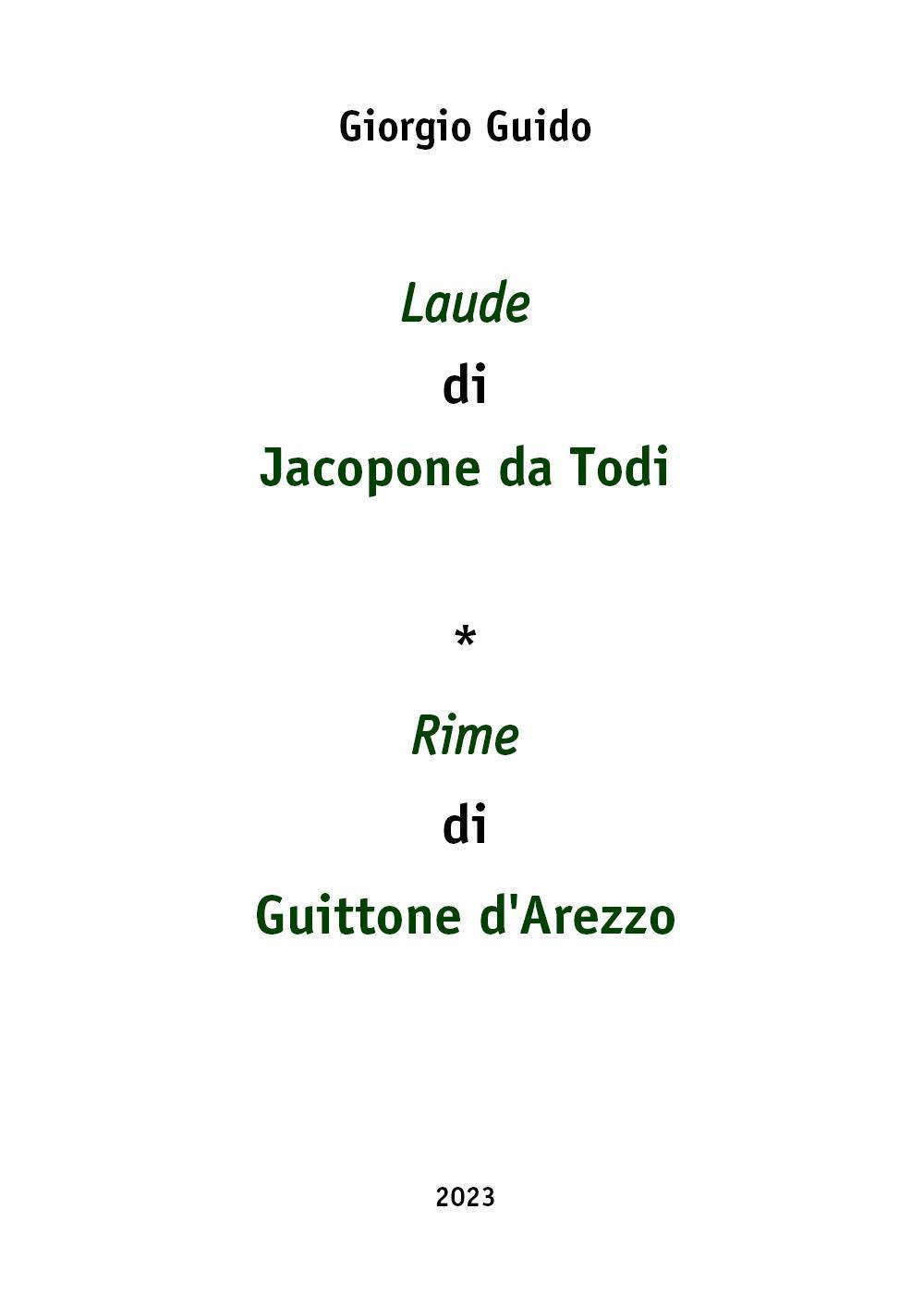 Laude di Jacopone da Todi-Rime di Guittone d'Arezzo