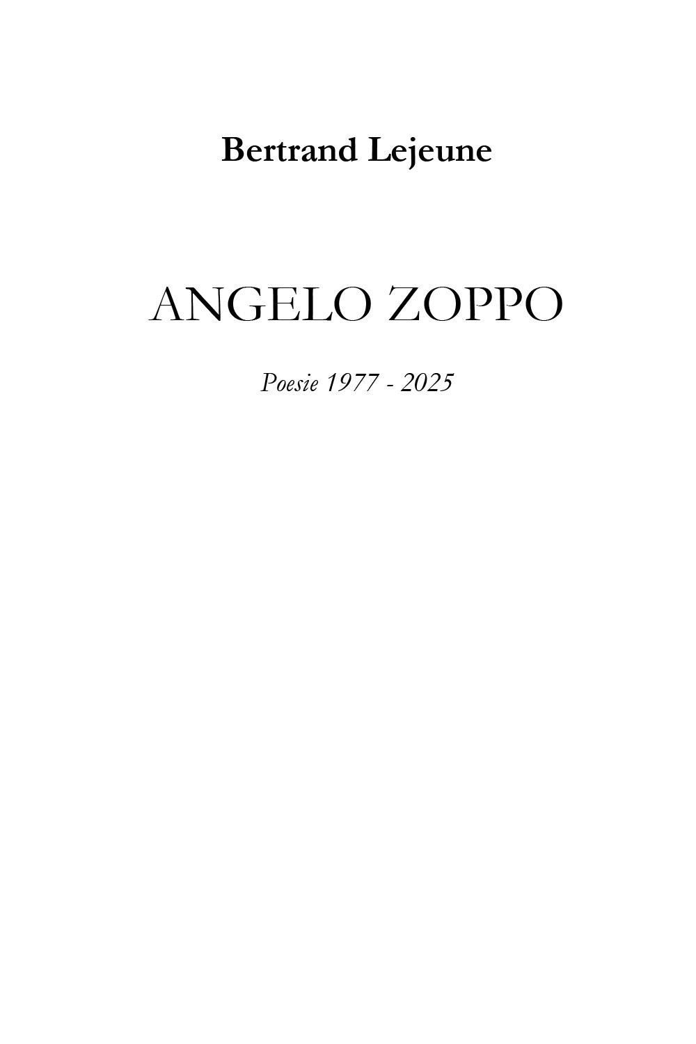 Angelo Zoppo. Poesie 1977-2025