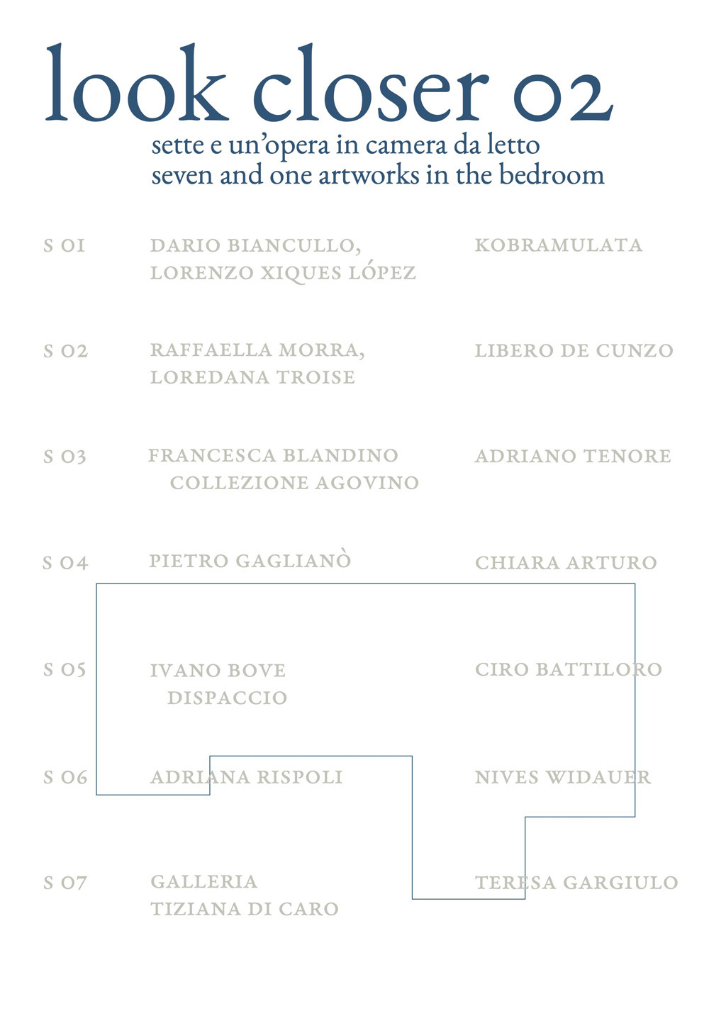 Look closer 02. Sette e unʼopera in camera da letto-Seven and one artworks in the bedroom