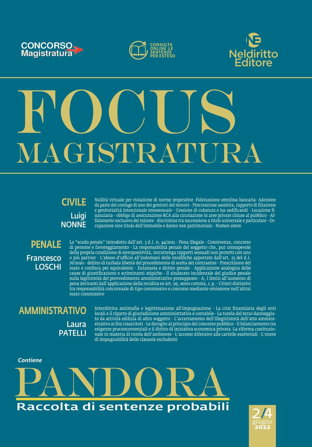 Focus magistratura. Concorso magistratura 2022: Civile, penale, amministrativo. Vol. 2