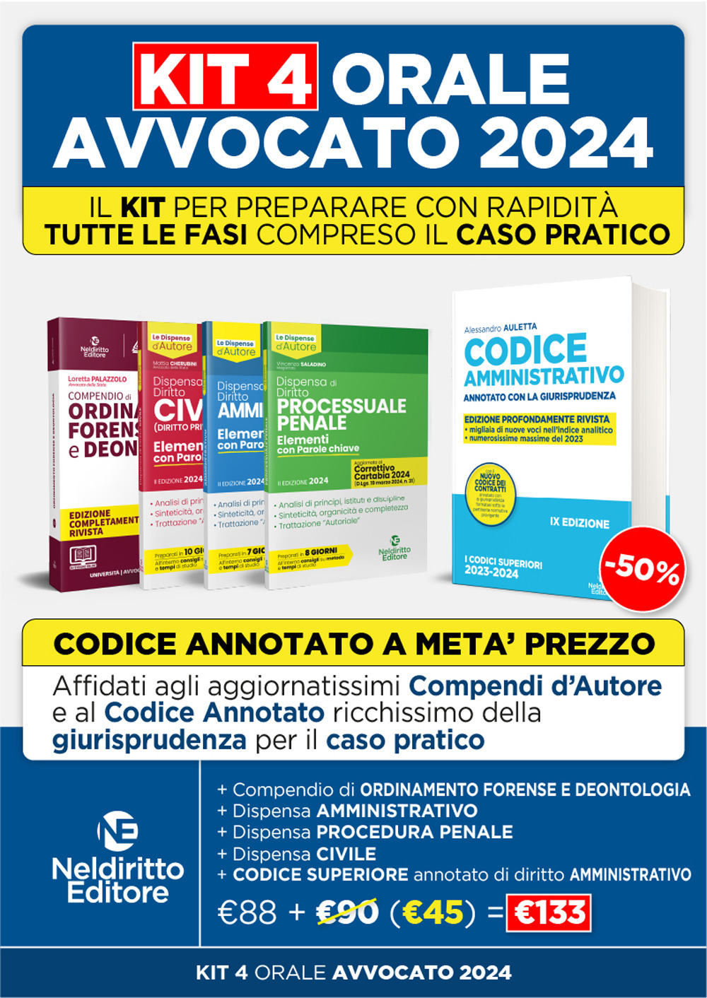 Speciale Orale Avvocato kit 3 dispense + 1 compendio + 1 codice amministrativo (Civile, Ordinamento forense + Procedura civile + Amministrativo)
