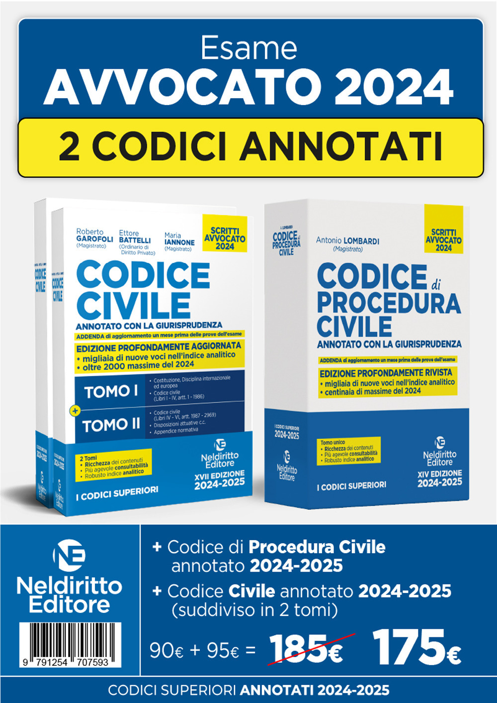 Kit Codice civile + Procedura civile annotato con la giurisprudenza per l'esame di avvocato 2024