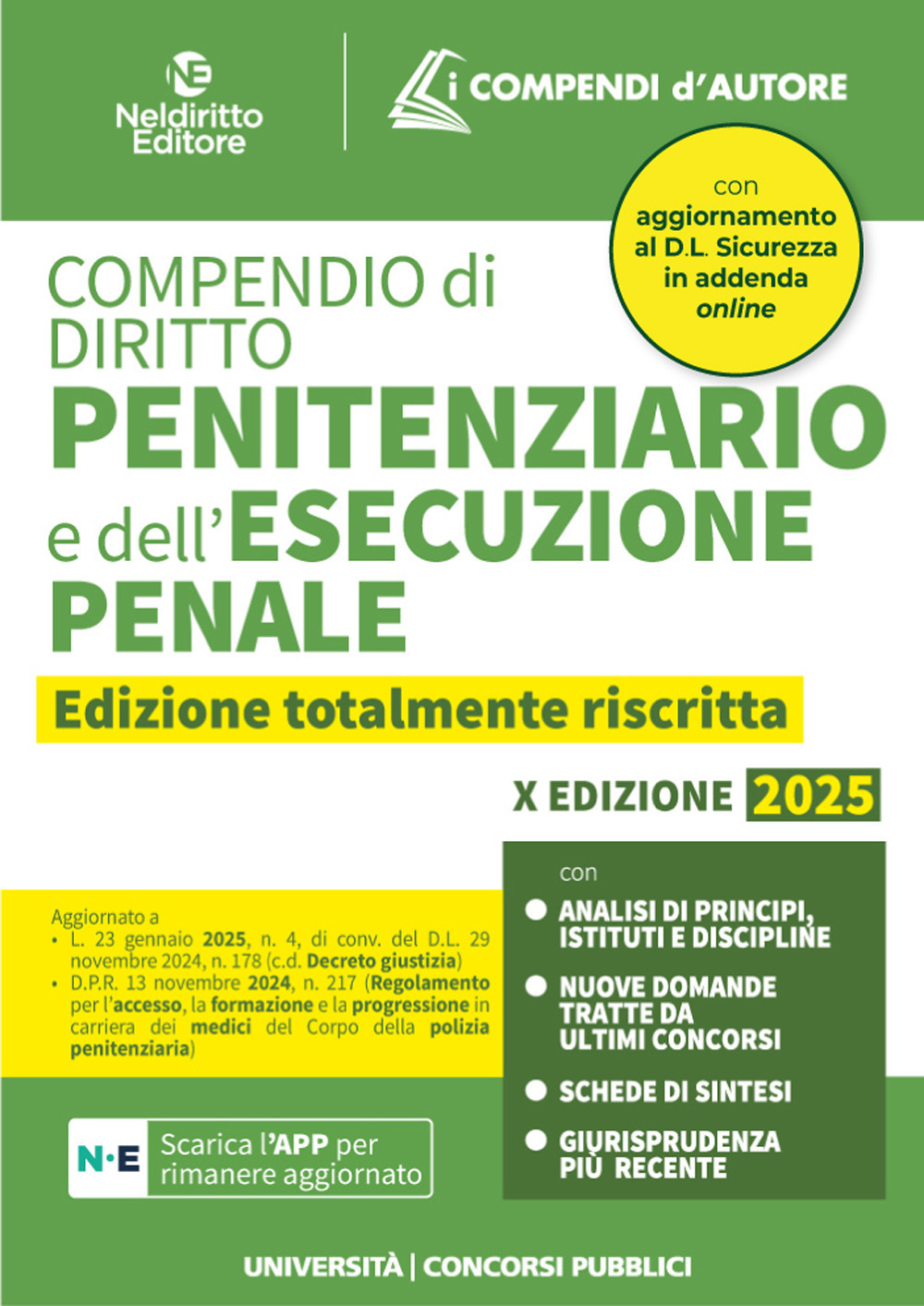 Compendio di diritto penitenziario e dell'esecuzione penale 2025