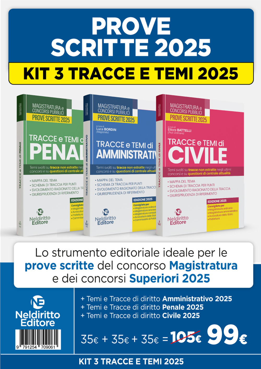 Kit 3 volumi Temi e tracce per il concorso in magistratura 2025