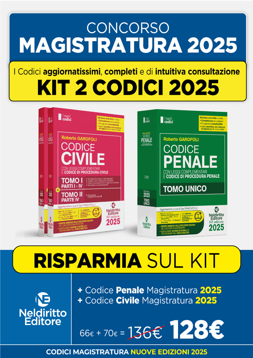 Kit 2 codici normativi civile e penale 2025 per il concorso in Magistratura