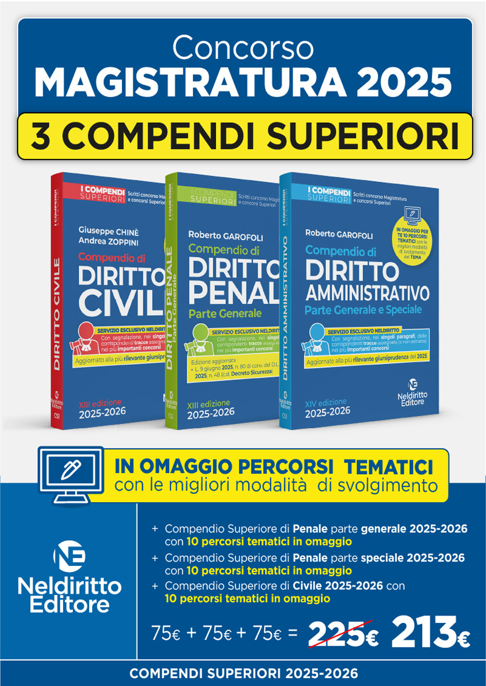 Concorso in Magistratura 2025-2026. Kit compendio superiore di Diritto Penale parte generale + Compendio Superiore di Diritto Civile + Compendio Superiore di Diritto Amministrativo 2025-2026
