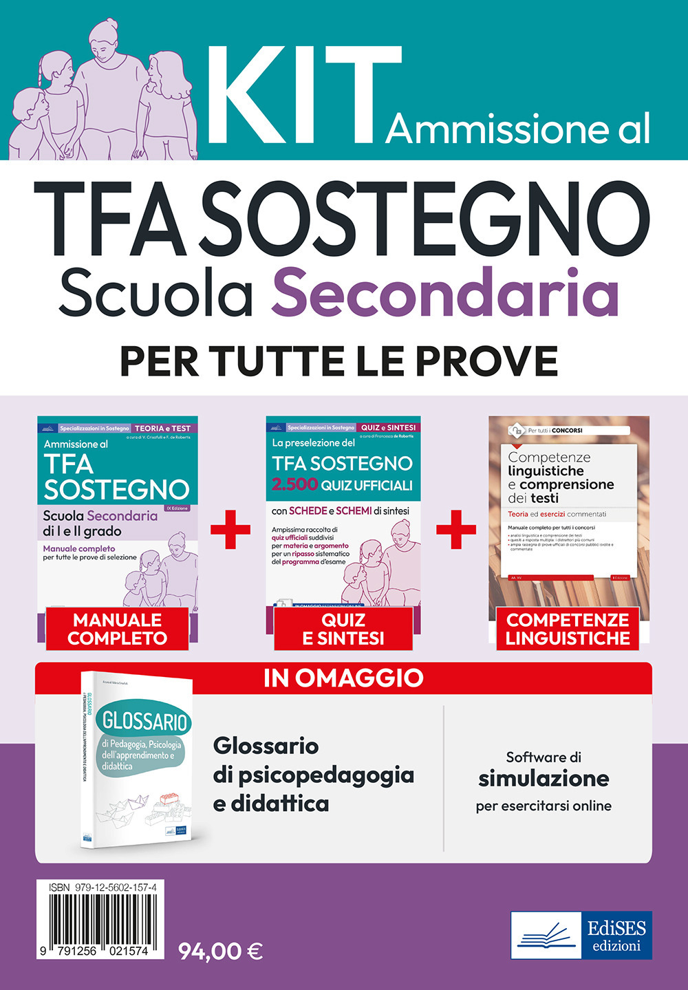 Kit base specializzazione sostegno didattico scuola secondaria. Eserciziari + Manuale + Software + Glossario