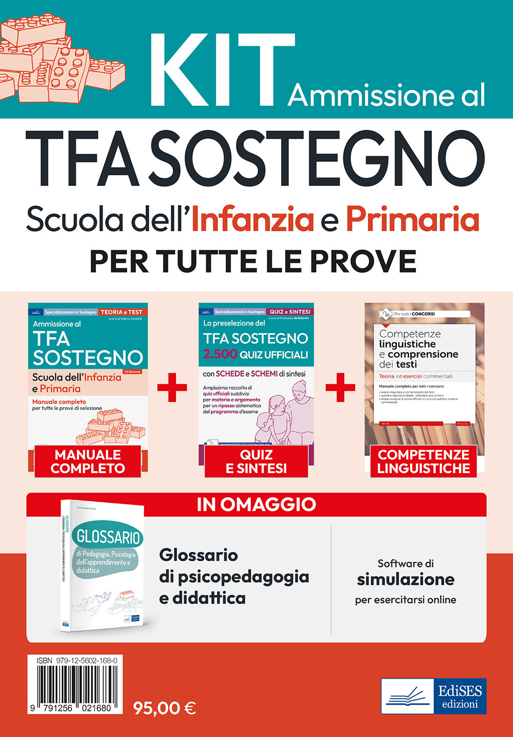 Kit di base specializzazione sostegno didattico scuola infanzia e primaria. Eserciziari + manuale + Software + Glossario