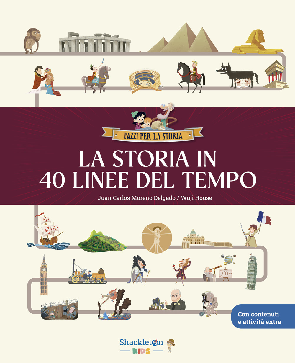 La storia in 40 linee del tempo... Libro per bambini per imparare tutta la storia, la preistoria, l'antico Egitto, Grecia e Roma, il Medioevo, il Rinascimento... e molto altro ancora!