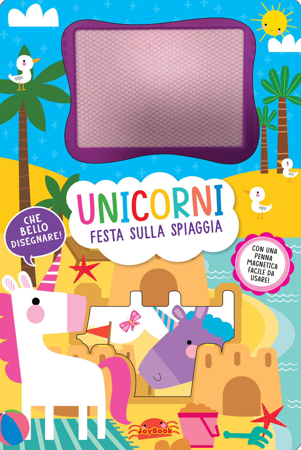 Unicorni. Festa sulla spiaggia. Lavagnette magiche