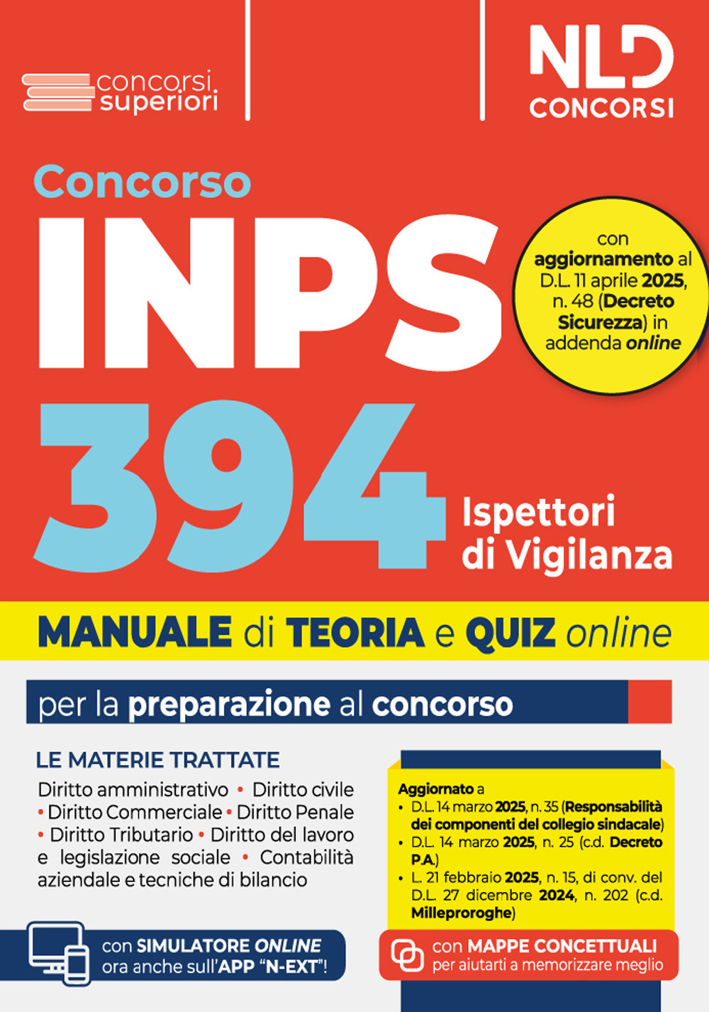 Concorso 394 ispettori di vigilanza INPS. Manuale con tutte le materie. Teoria + quiz 2025