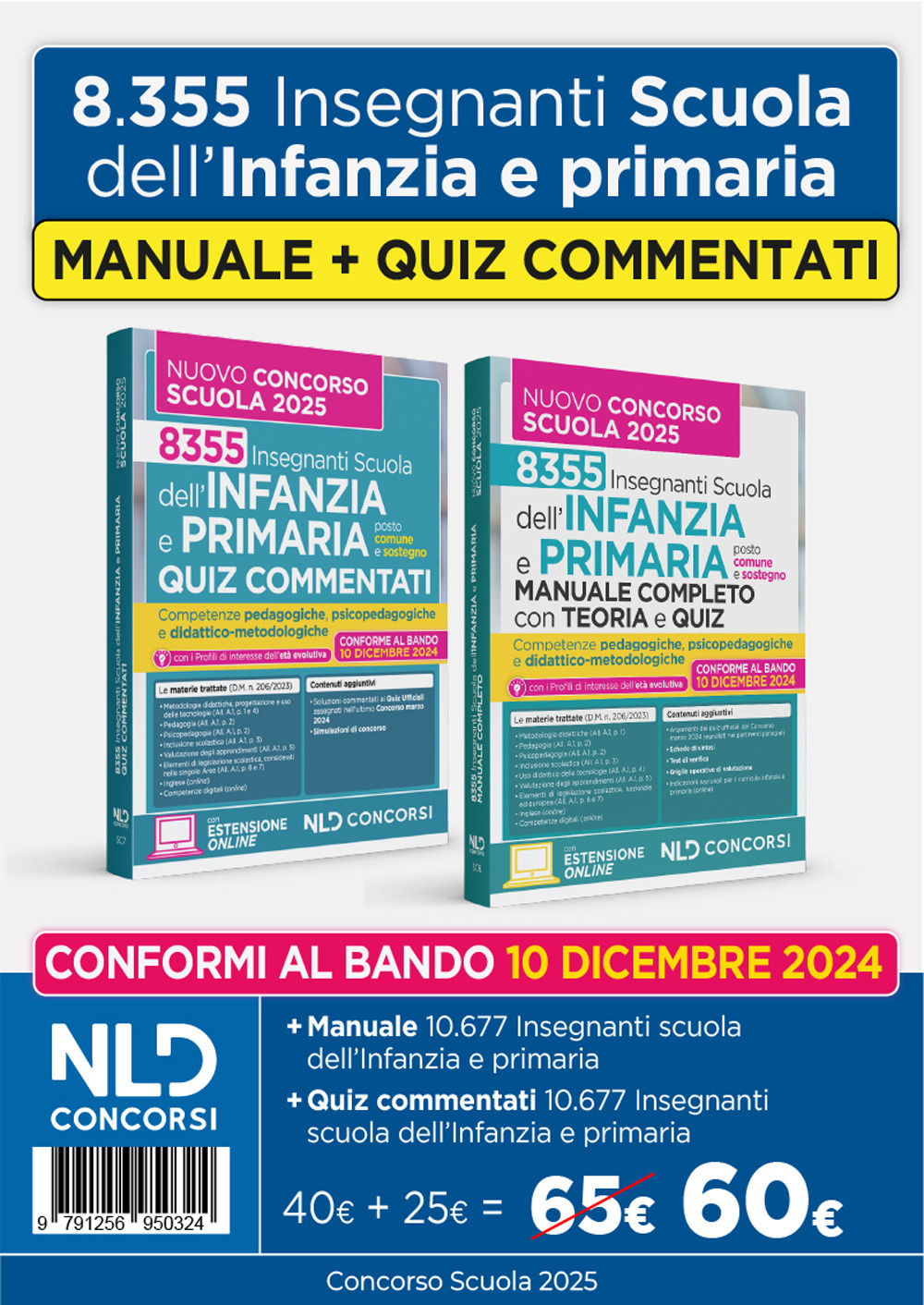 Kit Manuale di teoria + Quiz commentati per il Nuovo Concorso per la Scuola dell'Infanzia e della Primaria 2025