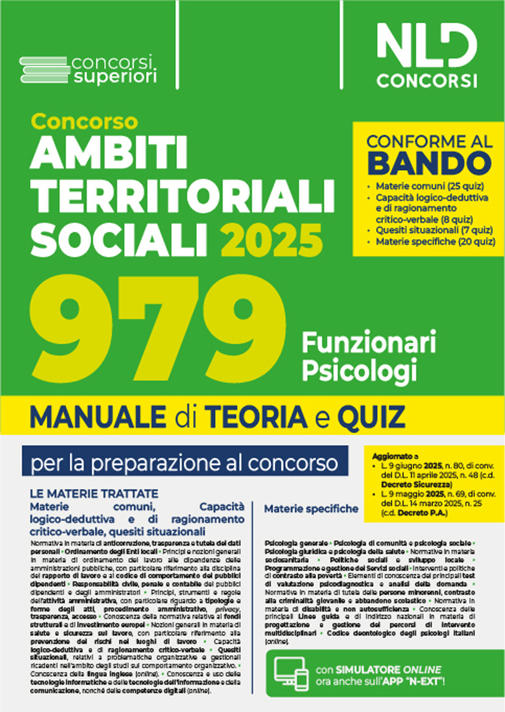 Concorso ATS (Ambiti Territoriali Sociali) per 979 funzionari psicologi (Cod. C.). Manuale con teoria e quiz conforme al bando