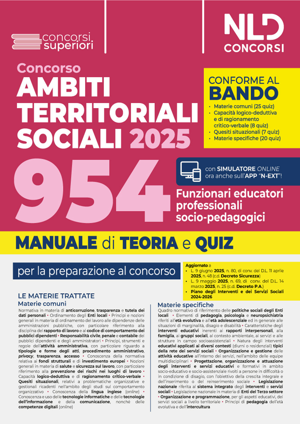 Concorso ATS (Ambiti Territoriali Sociali) per 954 funzionari educatori professionali socio pedagogici. Manuale con teoria e quiz conforme al bando