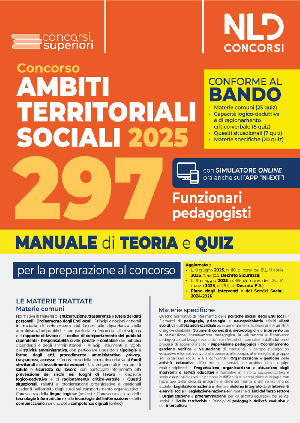 Concorso ATS (Ambiti Territoriali Sociali) per 297 funzionari pedagogisti. Manuale con teoria e quiz conforme al bando