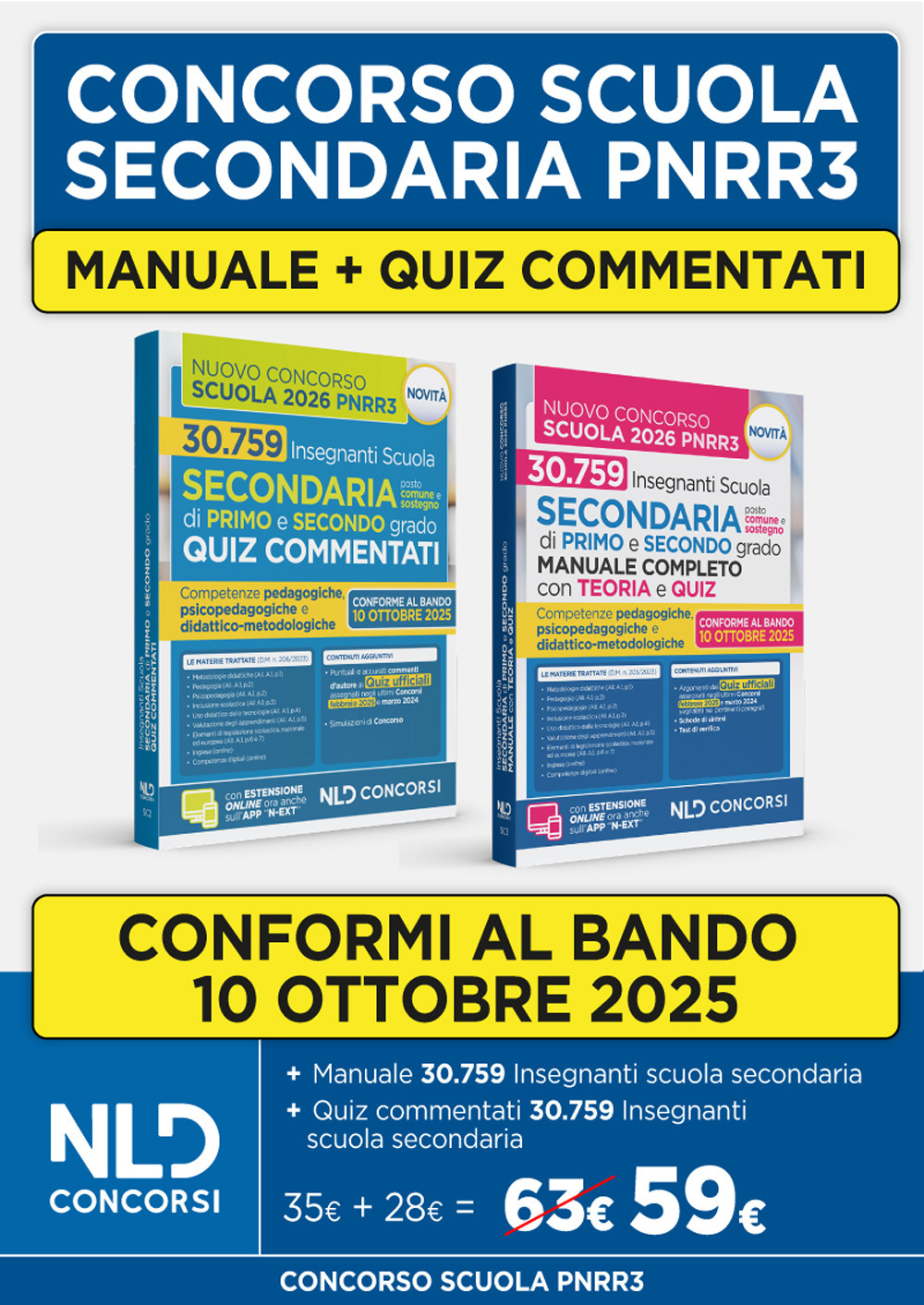 Concorso scuola PNRR3 Secondaria: kit con manuale di teoria + quiz commentati per la preparazione alla prova scritta del concorso scuola 2025-2026