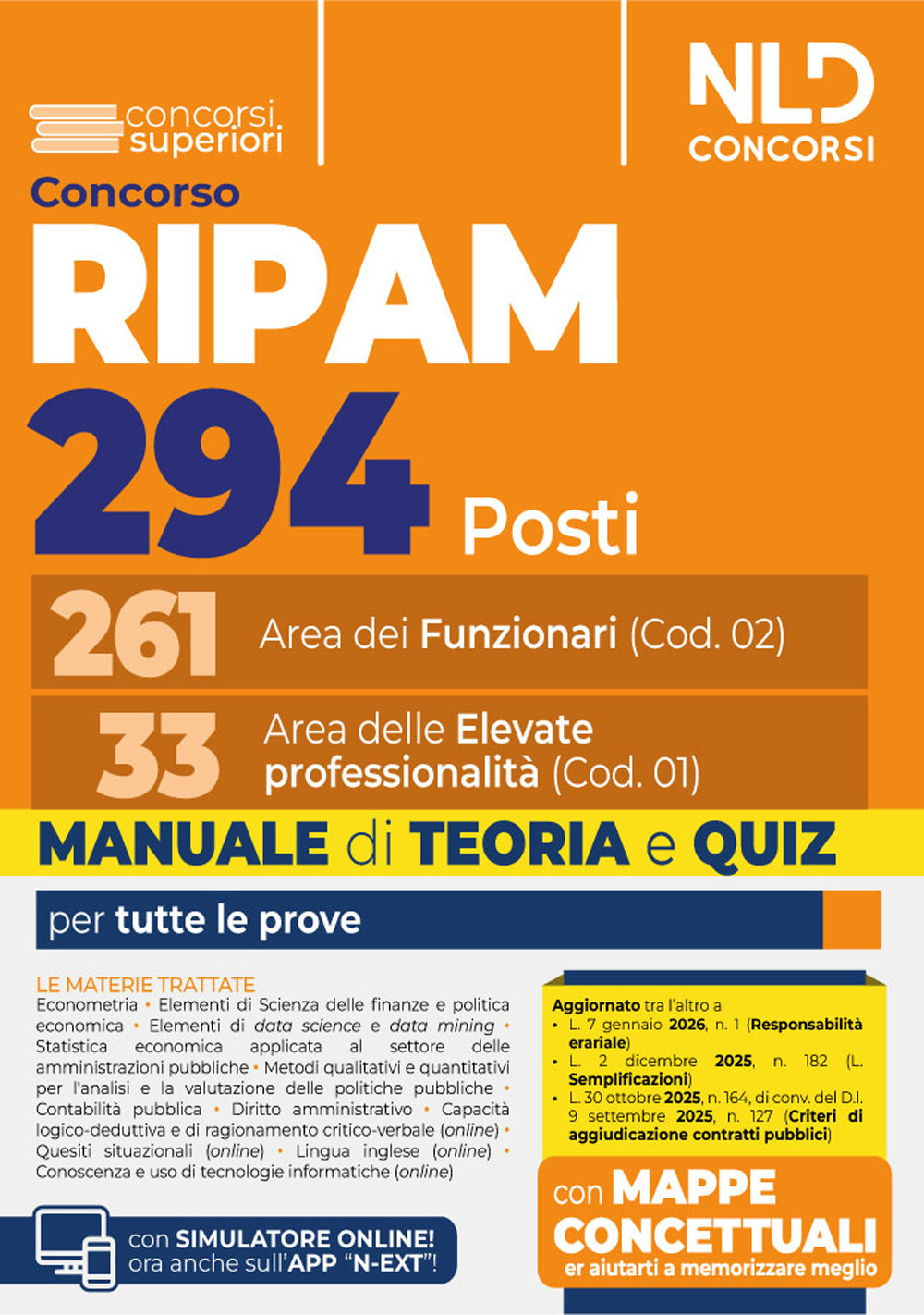 Concorso Ripam 294 posti: 261 funzionari e 33 elevate professionalità. Manuale di teoria e quiz