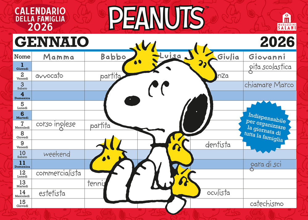 Peanuts. Calendario della famiglia 2026