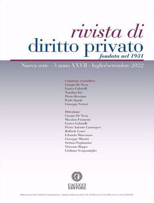 Rivista di diritto privato. Vol. 3: Luglio-Settembre