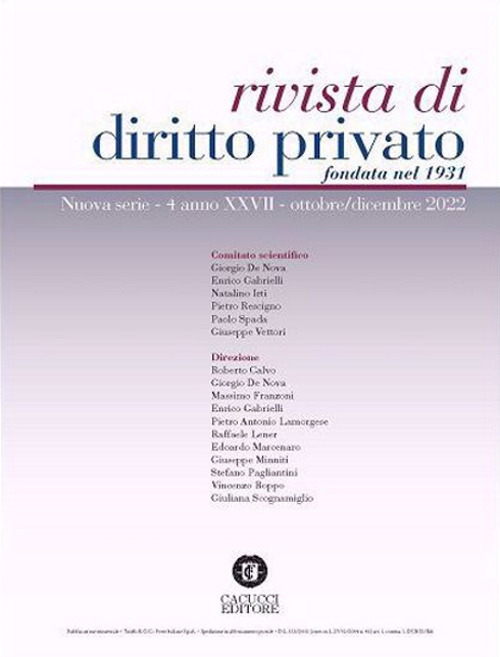 Rivista di diritto privato. Vol. 4: Ottobre-dicembre