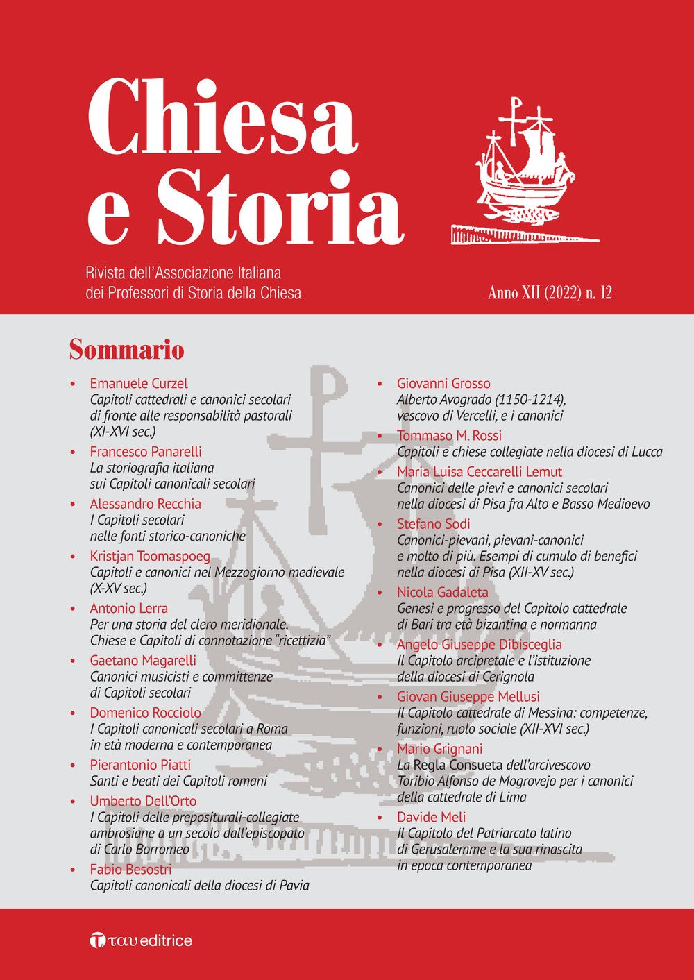 Chiesa e storia. Rivista dell’Associazione Italiana dei Professori di Storia della Chiesa. Vol. 12
