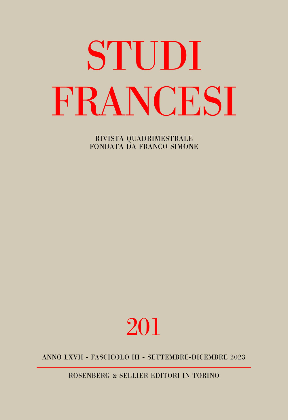 Studi francesi. Vol. 201