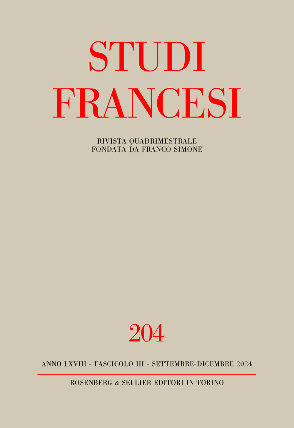 Studi Francesi. Vol. 204: In ricordo di Anna Maria Finoli (1923-2020) - Centenaire du "Manifeste du surréalisme" d'André Breton (1924-2024)